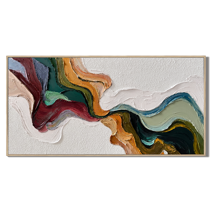 “Earthen Current” – Textured Abstract Impasto Painting in Olive Green and Ochre