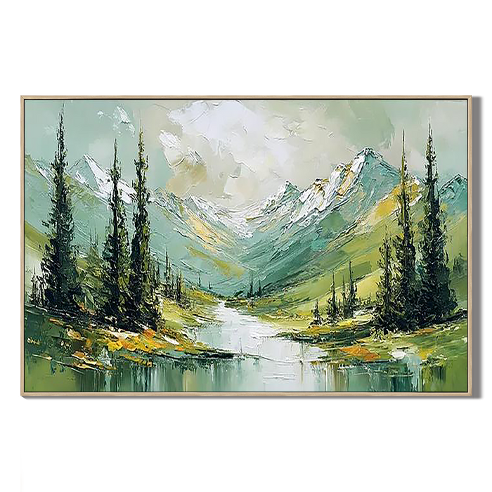 "Secret Forest" – Textured Mountain Valley Palette Knife Oil Painting