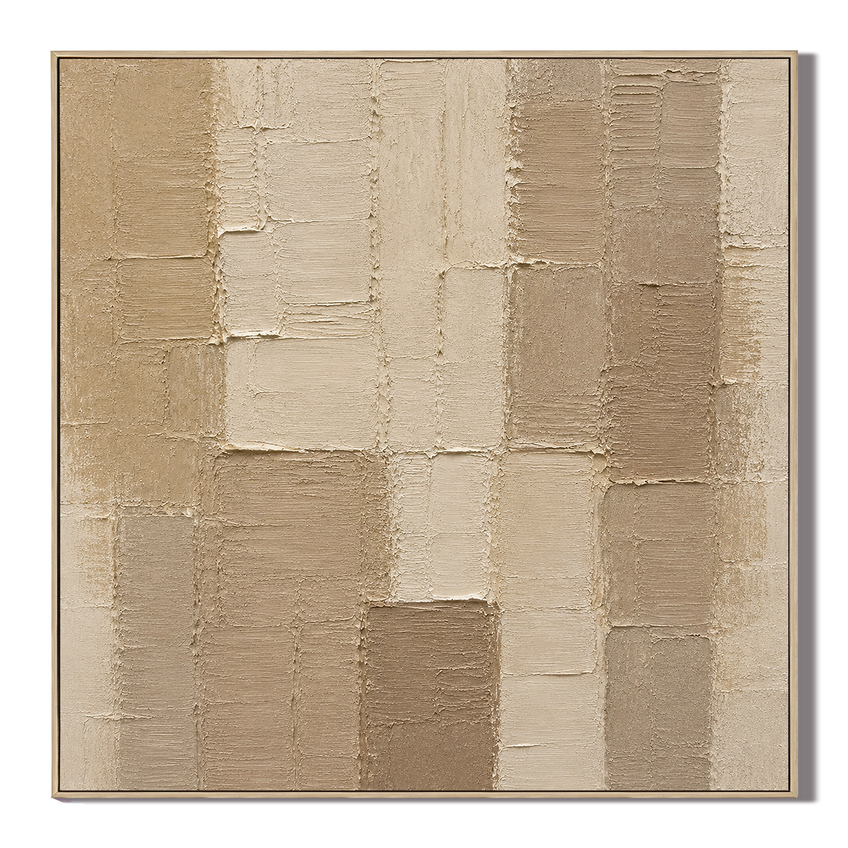 "Desert Bloom" – Wabi-Sabi Beige & Taupe Textured Geometric Acrylic Painting