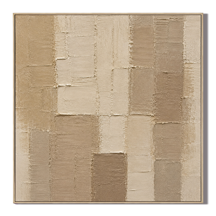"Desert Bloom" – Wabi-Sabi Beige & Taupe Textured Geometric Acrylic Painting