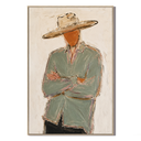 "Silent Stance" – Minimalist Western Figure Sage Green Impasto Oil Painting
