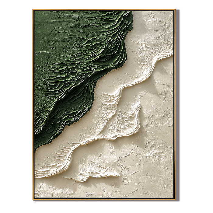 "Emerald Terrain" – Green Wabi Sabi Textured Abstract Painting