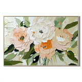 "Flowers in full bloom" – Modern Heavy Impasto Floral Palette Knife Oil Painting