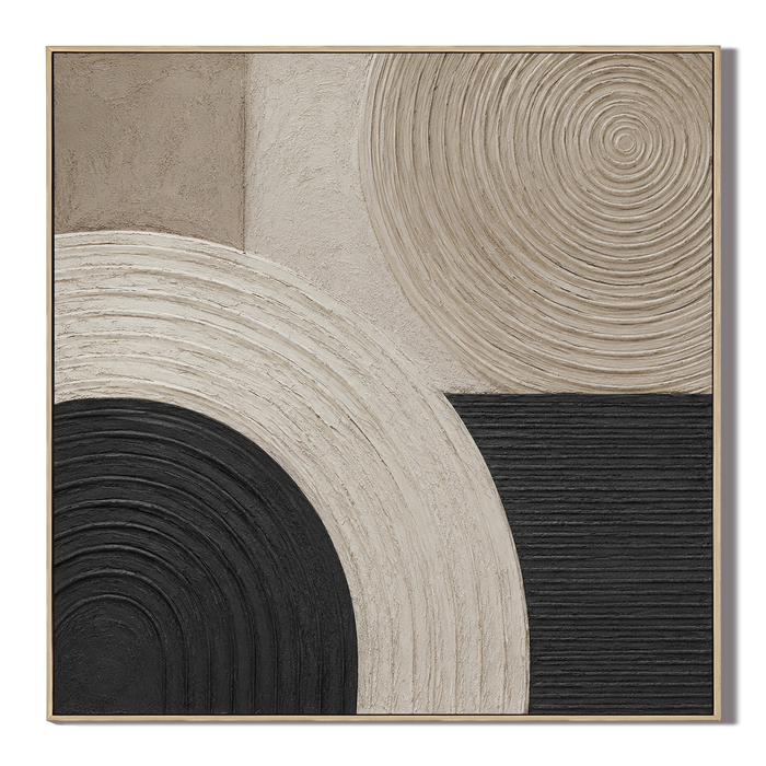 "Whispers of Cycles" – Wabi-Sabi Beige & Charcoal Textured Acrylic Painting