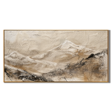 “Silent Mountain Trace” – Wabi-Sabi Beige Abstract Landscape Hand-Painted Canvas Art