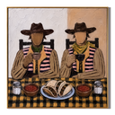 "Taco Companions" – Vintage Western Dining Textured Oil Painting