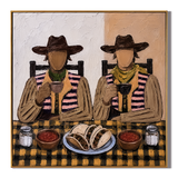 "Taco Companions" – Vintage Western Dining Textured Oil Painting