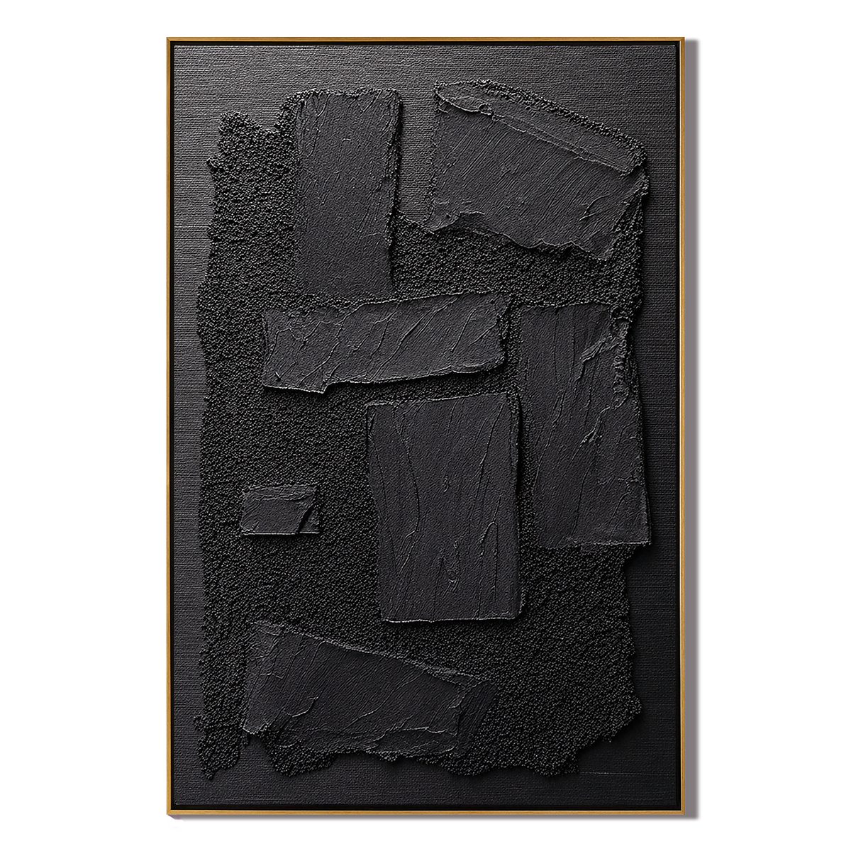 "Shadow Relic" – Black Wabi Sabi Abstract Textured Wall Art