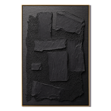 "Shadow Relic" – Black Wabi Sabi Abstract Textured Wall Art