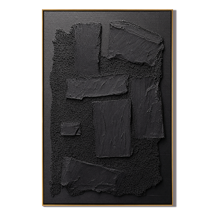 "Shadow Relic" – Black Wabi Sabi Abstract Textured Wall Art