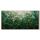 “Emerald Mosaic Light” – Green Abstract Impasto Oil Painting