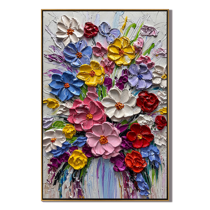 "Garden Sonata" – Colorful Impasto Floral Oil Painting