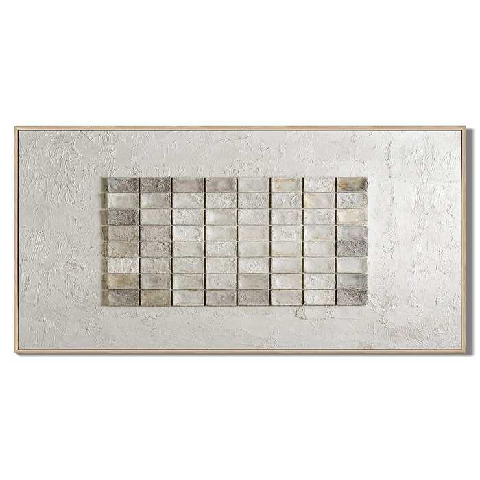 "Traces of Order" – Wabi-Sabi Cream and Beige Mixed Media Abstract Textured Painting