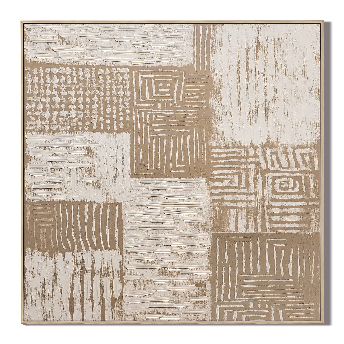 "Long Time" - Wabi-sabi Style Off-White Collage Abstract Acrylic Painting