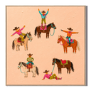"Rodeo Reverie" – Whimsical Western Pop Impasto Peach Cowboy Oil Painting