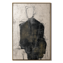 "The Quiet Figure" – Abstract Black Figure Portrait Textured Painting
