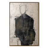 "The Quiet Figure" – Abstract Black Figure Portrait Textured Painting