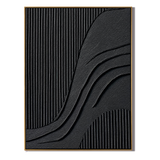"Noir Rhythm" – Black Geometric Textured Abstract Painting