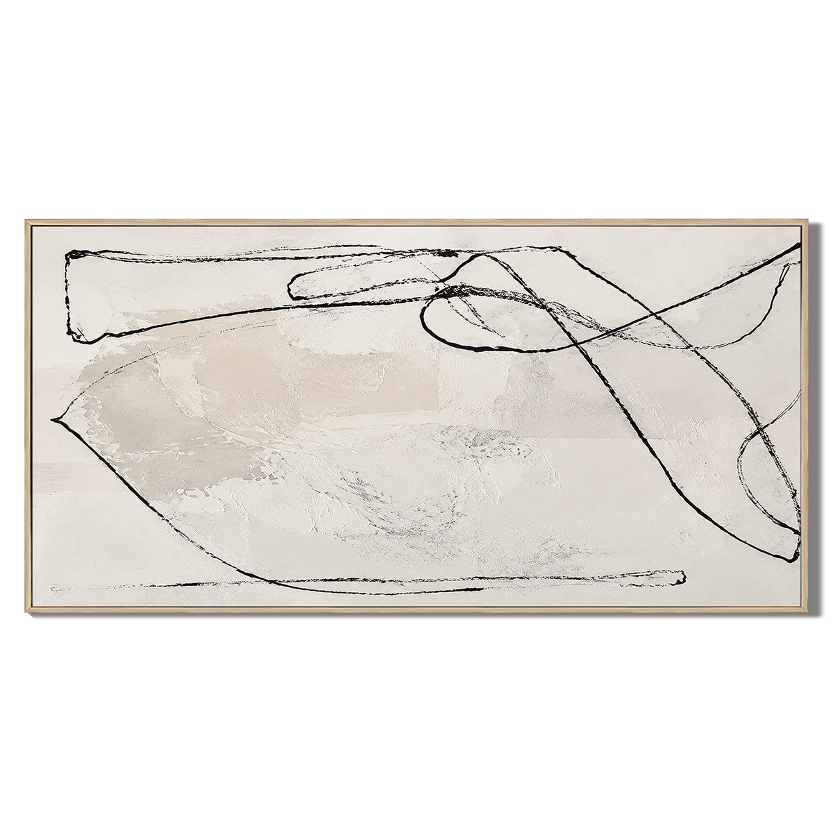 "Unspoken Rythms" – Wabi-Sabi Cream & Black Minimalist Abstract Canvas