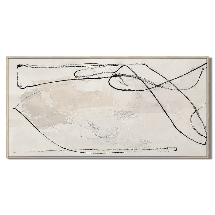 "Unspoken Rythms" – Wabi-Sabi Cream & Black Minimalist Abstract Canvas