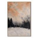 "Amber Solitude" – Textured Winter Pine Forest Peach Impasto Oil Painting