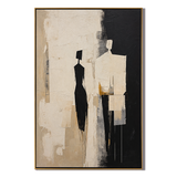 "Silent Companions" – Black White Abstract Figure Textured Painting