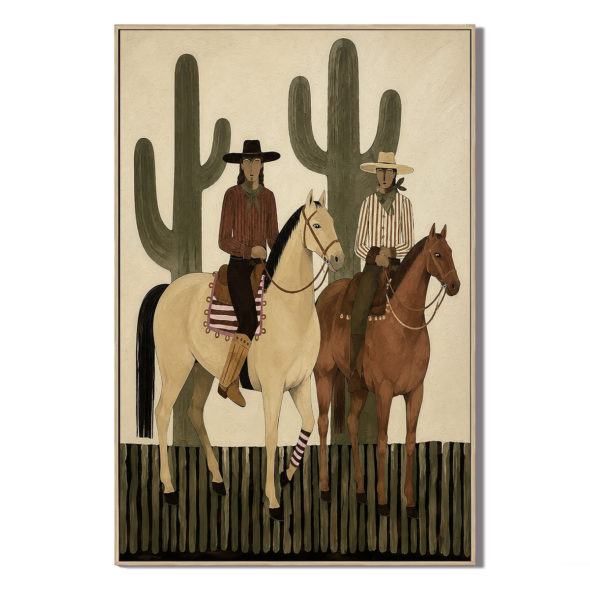 "Desert Companions" – Modern Western Equestrian Warm Earth Tone Oil Painting