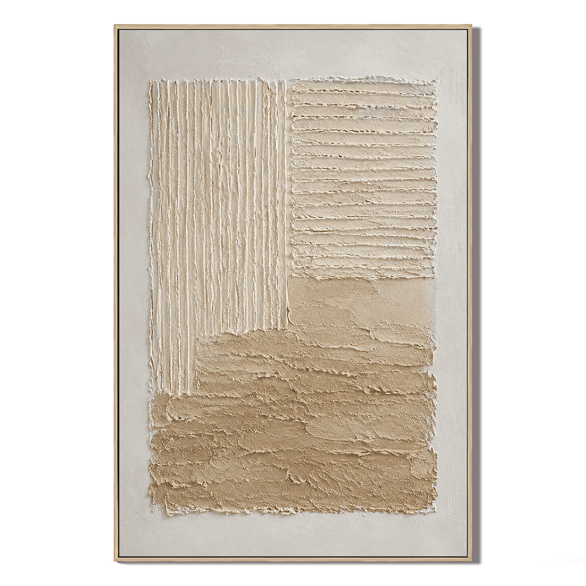 "Tranquil Foundations" – Wabi-Sabi Beige Relief Textured Acrylic Painting