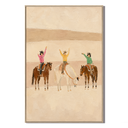 "Desert Adventure" – Modern Warm Neutral Impasto Cowgirls Trio Painting