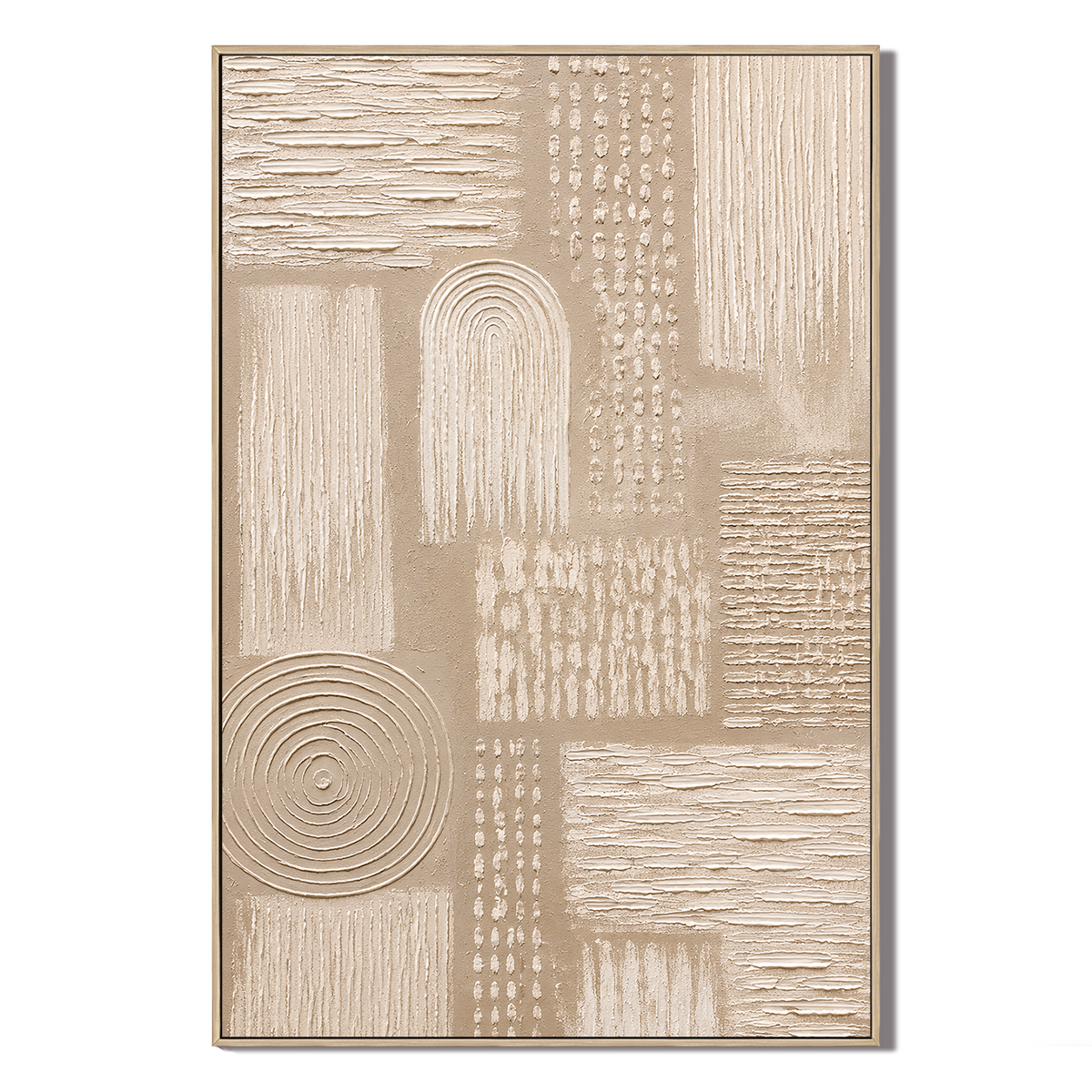 "Whispers of Lines" - Wabi-sabi Beige Relief Textured Acrylic Painting