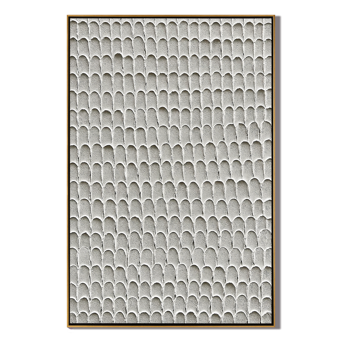 "Serene Scales" – Wabi Sabi White Textured Pattern Painting
