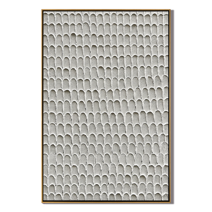 "Serene Scales" – Wabi Sabi White Textured Pattern Painting