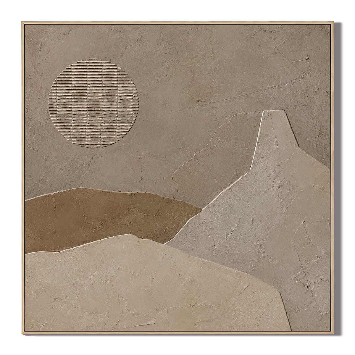 "Textured Moonland"—A Minimalist Relief Canvas Painting in Wabi-Sabi Earth Tones