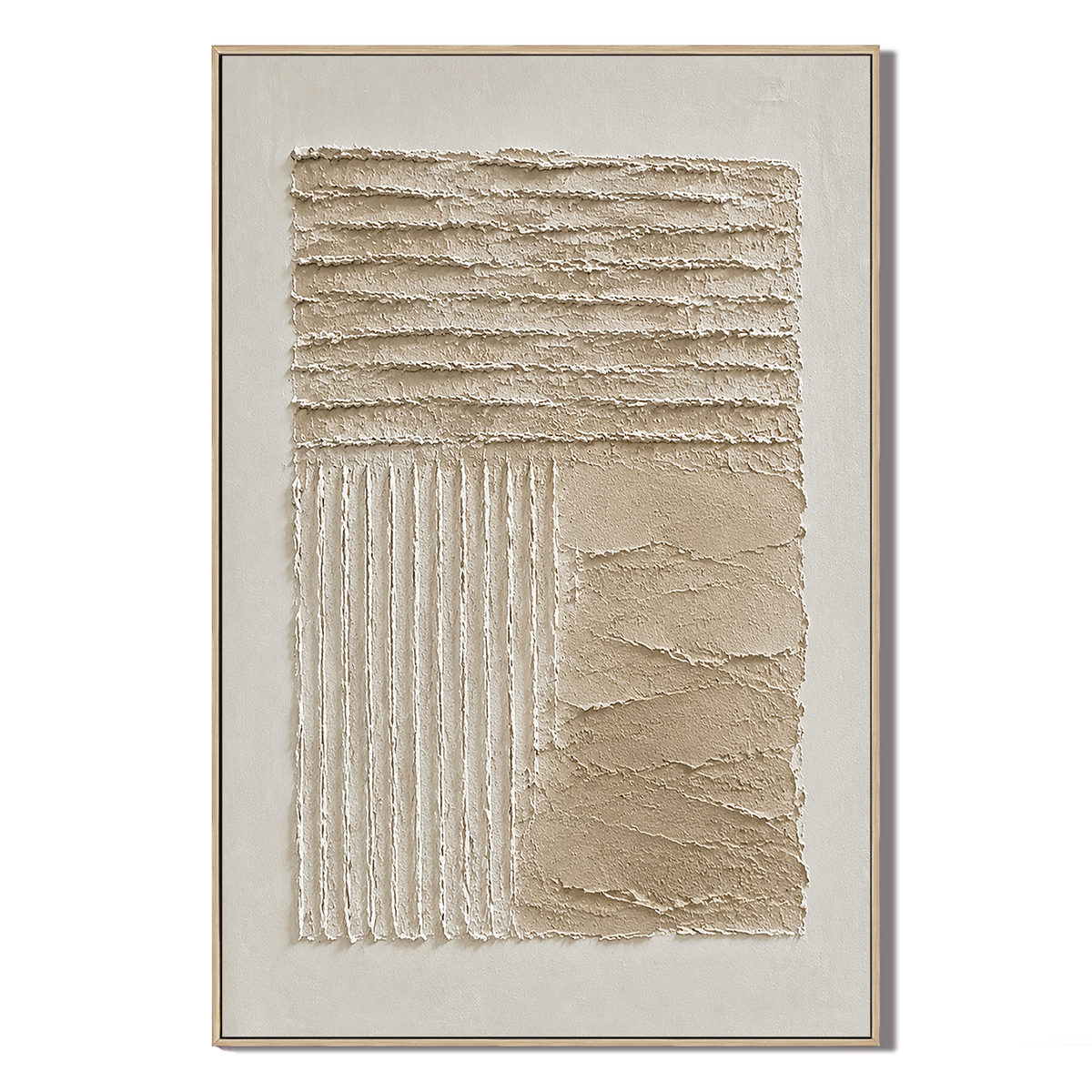 "Textured Maze"—An Abstract Acrylic Painting with Wabi-Sabi Warm Beige Textures