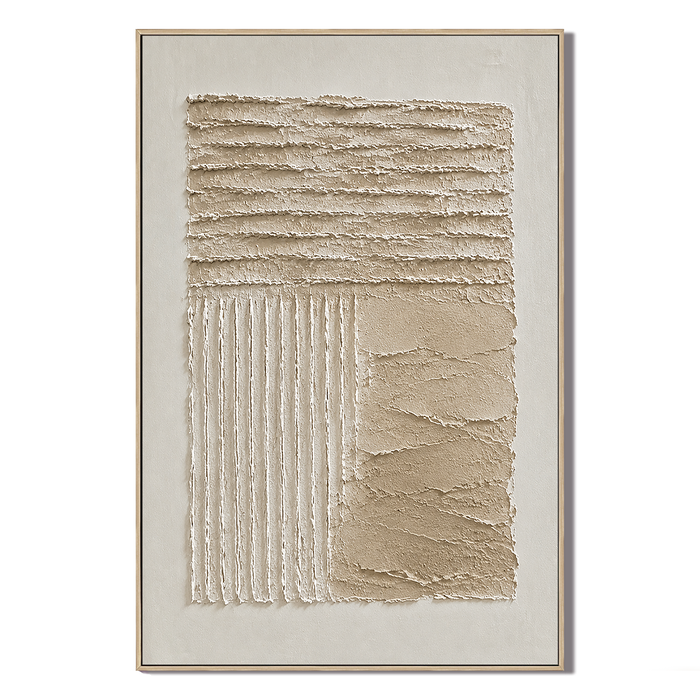 "Textured Maze"—An Abstract Acrylic Painting with Wabi-Sabi Warm Beige Textures