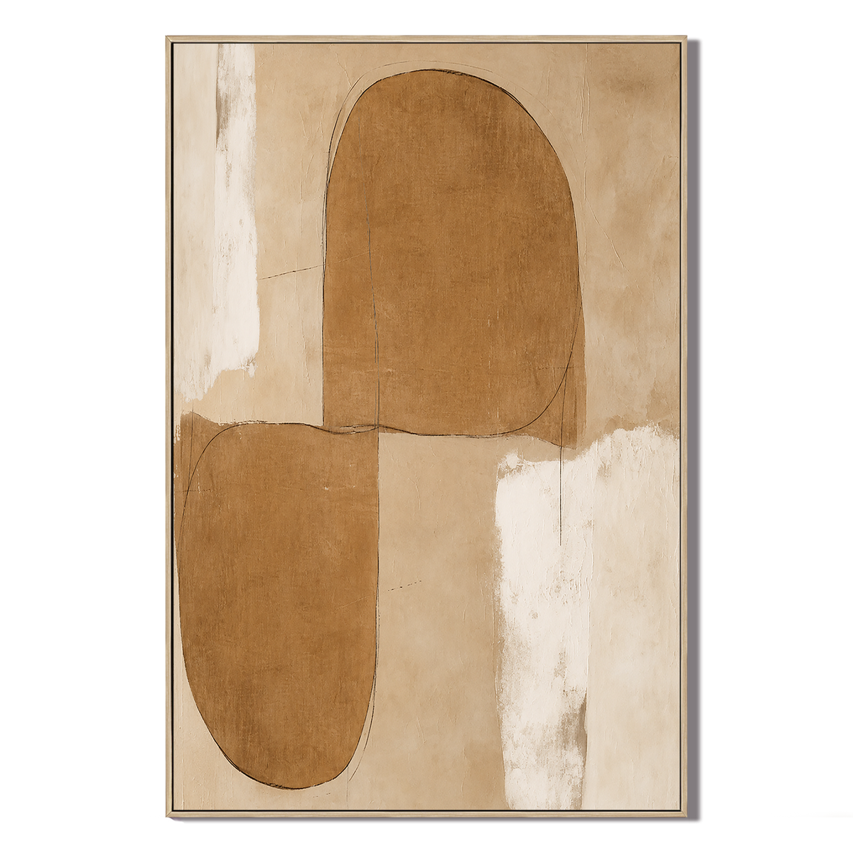"Plain outline" – Wabi-Sabi Minimalist Earthy Brown Abstract Oil Painting