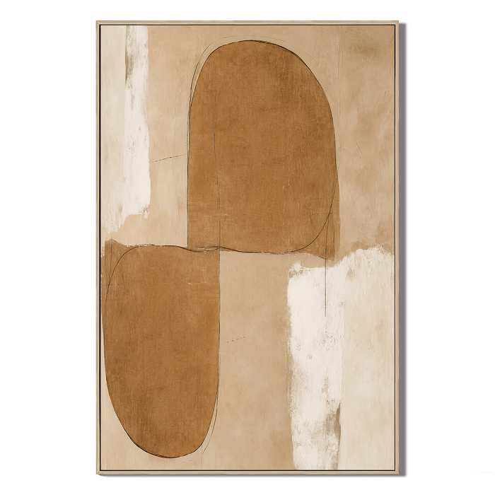 "Plain outline" – Wabi-Sabi Minimalist Earthy Brown Abstract Oil Painting