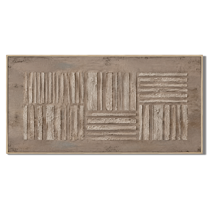 "Organic Gridwork" – Wabi-Sabi Earth Tone Abstract Textured Relief Painting
