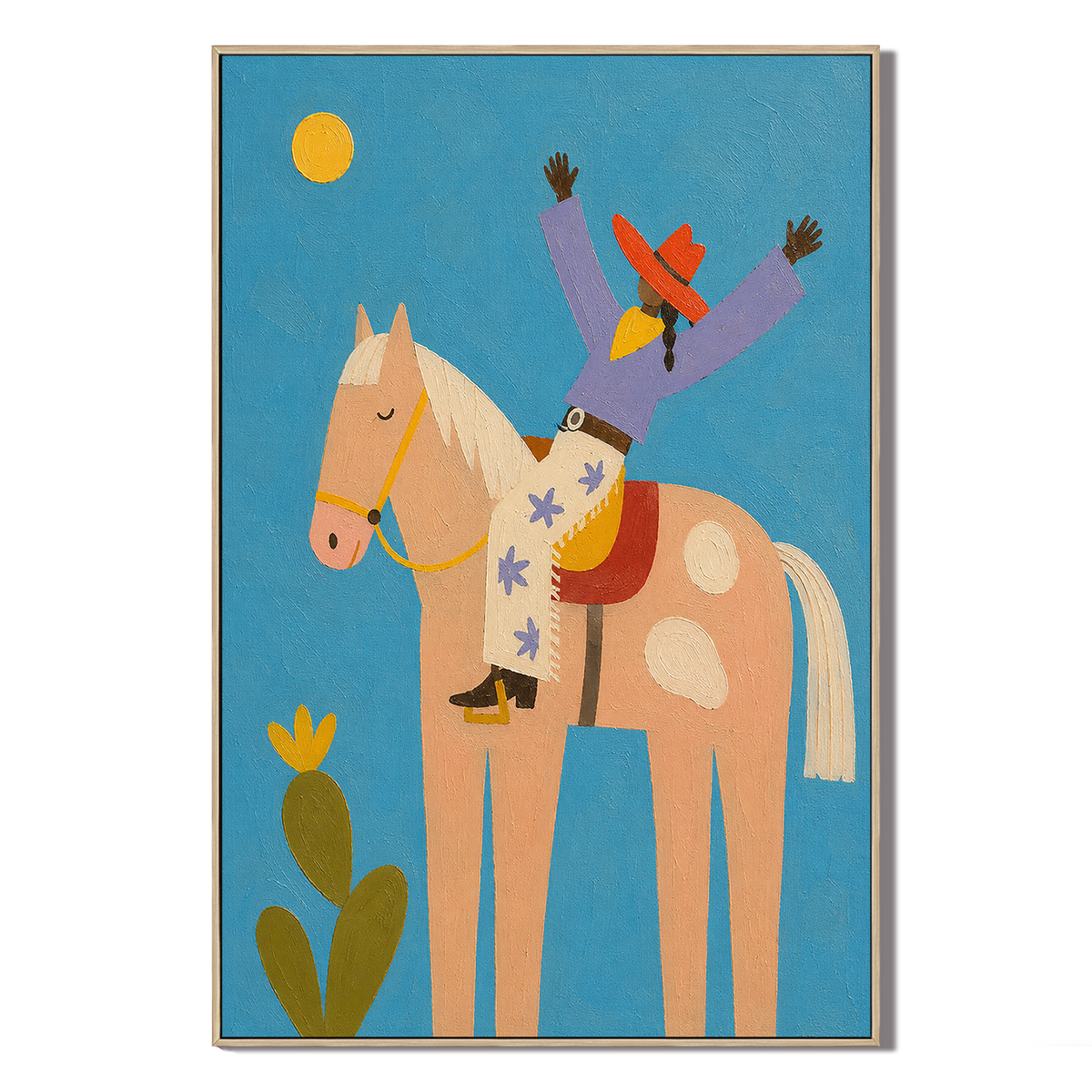 "High Desert Jubilee" – Contemporary Folk Art Whimsical Cowboy Painting
