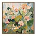 “Blooming Stillness” – Soft Green Lotus Floral Hand-Painted Canvas Art
