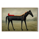 "The Long Nap" – Folk-Surrealist Muted Field Painting with Red Boots