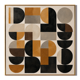 "Retro Geometry" – Bauhaus Black Mustard Abstract Painting