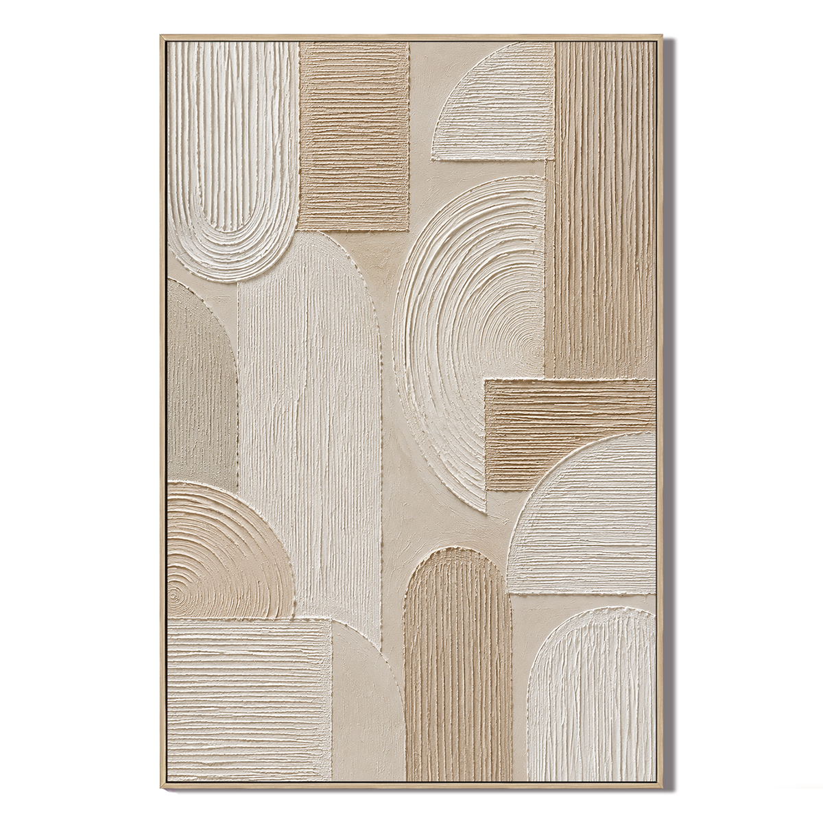 "Sacred Geometry" – Wabi-Sabi Neutral Beige Relief Textured Acrylic Painting