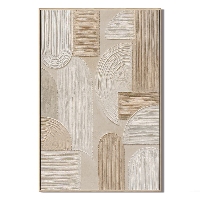 "Sacred Geometry" – Wabi-Sabi Neutral Beige Relief Textured Acrylic Painting