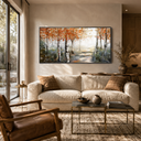 "Eternal Golden Hour" – Autumn Birch Forest Texture Impasto Oil Painting