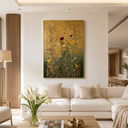"Golden Flower Cluster" – Art Nouveau Klimt-Style Floral Gold Foil Painting