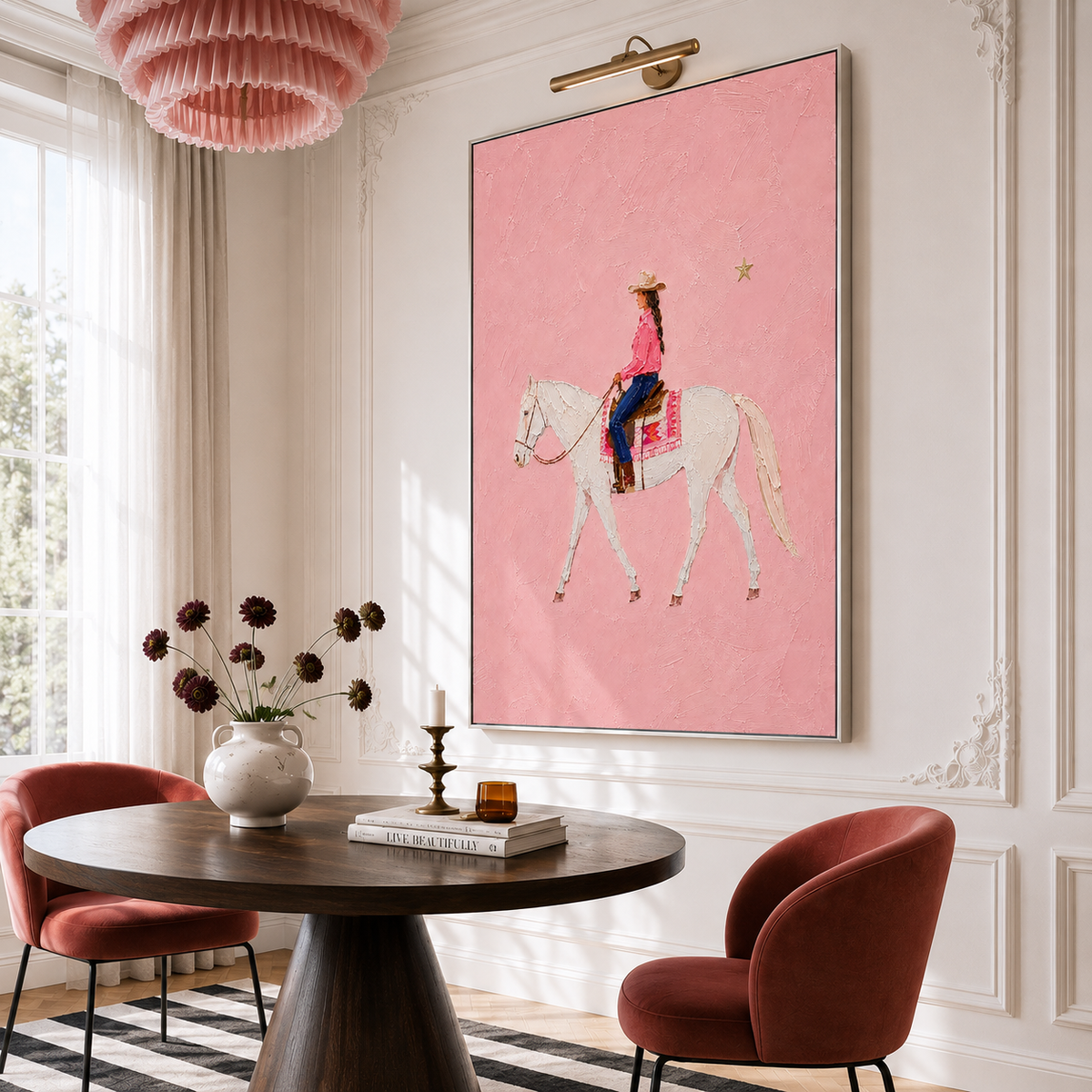 "Lone Star Serenade" – Feminine Western Impasto Cowgirl Painting