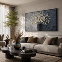"Whispers of Petals" - Contemporary Gray and White Floral Impasto Oil Painting