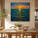 "Golden Horizon" – Ocean Sunset Textured Oil Painting