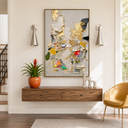 "Golden Bloom Fragments" – Colorful Textured Abstract Painting